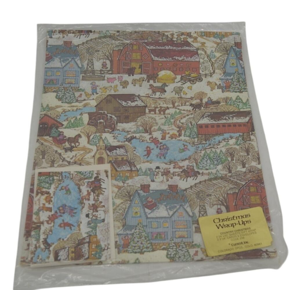 Vintage Current Country Christmas Wrapping Paper Wrap-Ups